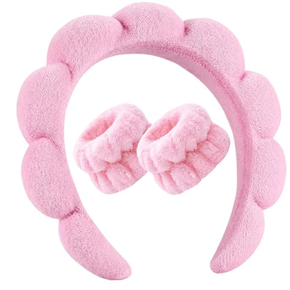 Makeup Headband Set Face Washing Headbands Wristband Tools 3pcs For Women Spa Washing Face Skin Care Hair Bands Tool Accessories
