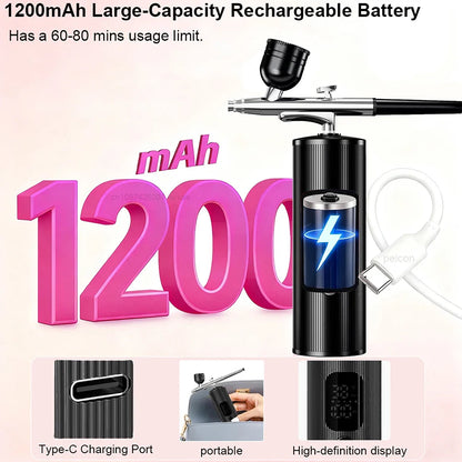Airbrush Nail with Compressor Cordless Mini Airbrush Nail Kit Portable Electric Mini Spray Gun Multifunctional beauty device
