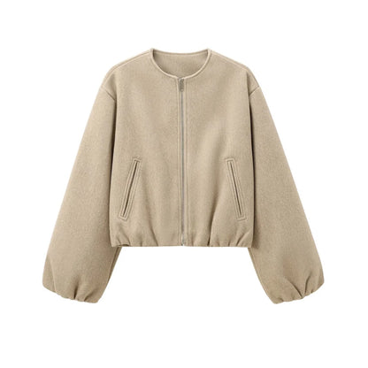 Oversized Soft Bomber Jacket for Women, Long Sleeve Coat, Front Zipper, Female Outerwear, Chic Tops, Fashion