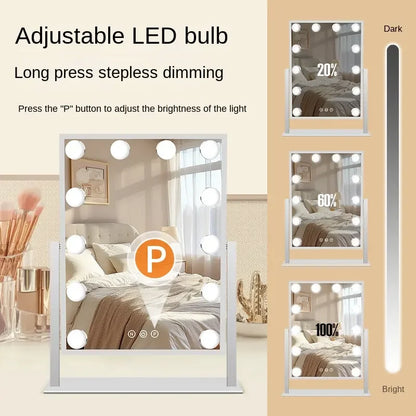 Vanity Mirror with Lights Hollywood Makeup Mirror with 9 LED Bulbs 3 Color Lighting 360°Rotation for Dressing Room & Bedroom
