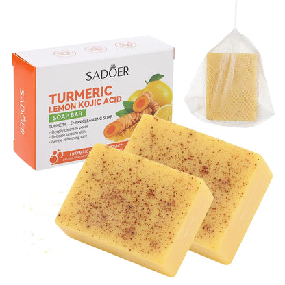 Turmeric Lemon Cleansing Soap 100g Cleansing Body Frosted Particles Handmade Soap Removes Dirt With Natural Bright Essential Oil