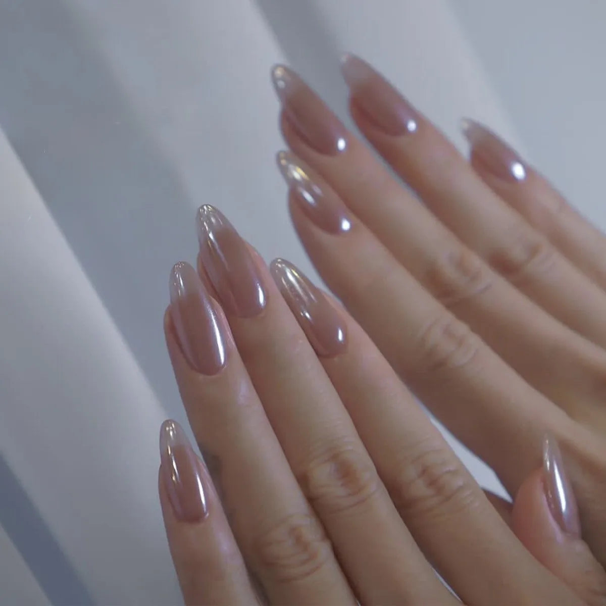 24Pcs Orange Gradient Almond Fake Nails Detachable Simple Pure Color Press On Fake Nails Tips With Glue Long y2k Pink Nails