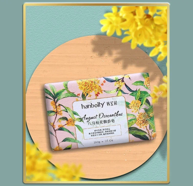 Hanbolly Flower Perfume Soap 200g Fragrance Bathing Hand Wash Perfume Soap with Essential Oil and Flower Smell