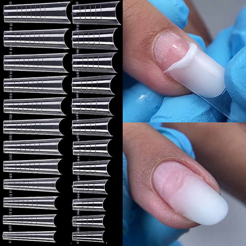 60Pcs/Bag Nail Forms For Nail Extension Half/Full Cover Nail Tips For Quick Building UV Gel Long Coffin False Tips Nail Forms