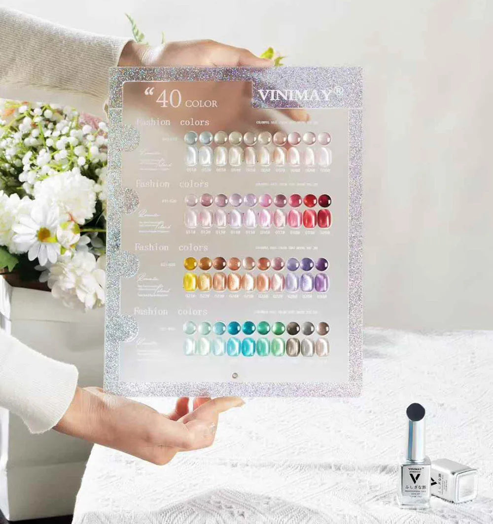 VINIMAY 40PCS Cat Eye Gel Polish Set With Color Swatch 9D Magnet Gel Soak Off Gelpolish Gel Varnish Collection Nail Gel Kit 15ML