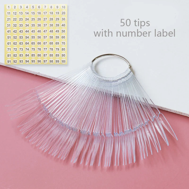 Nail Display Sticks Nail Swatch False Nail Tips Nail Gel Polish Practice Clear Natural Colors Display Board for Nail Art Tools