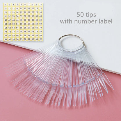 Nail Display Sticks Nail Swatch False Nail Tips Nail Gel Polish Practice Clear Natural Colors Display Board for Nail Art Tools