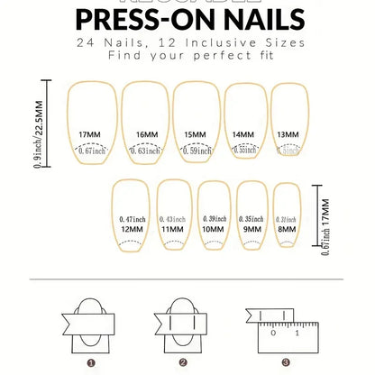 24PCS Shiny Pearl Wearable False Nails Short Square Fake Nail Simple Press on Nails Detachable Full Cover Nail Tips With Glue
