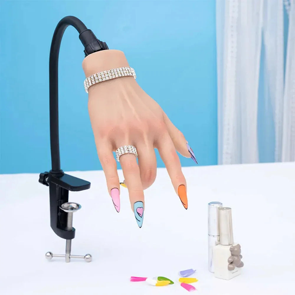 1Pcs Realistic Prosthetic Hand Jewelry Display Hand Silicone Hygiene Nail Art Practice Hand