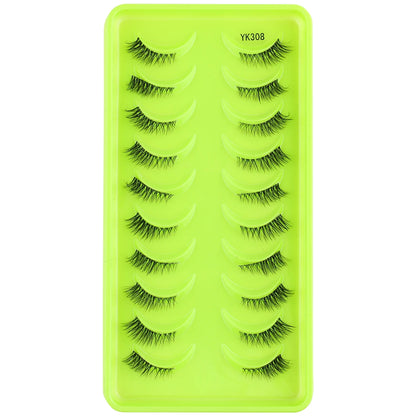 New Half Eyelashes 3/10Pairs Half Lashes Natural 3D Cat Eye Lashes Clear Stem False Eyelash Extension Makeup Faux Cils maquiagem