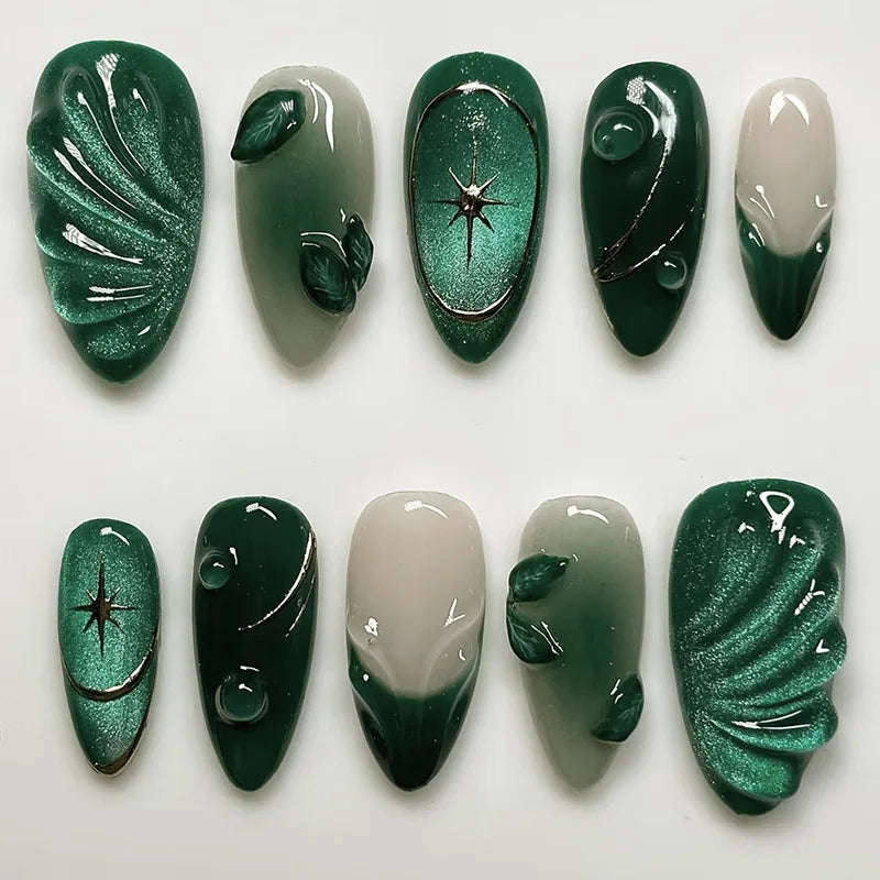 24Pcs Y2k Almond Acrylic Nails Full Cover 3D Diamond Black Nail Art Sweet Cool French Wearable Fake Nail Manicure Tips for Girls