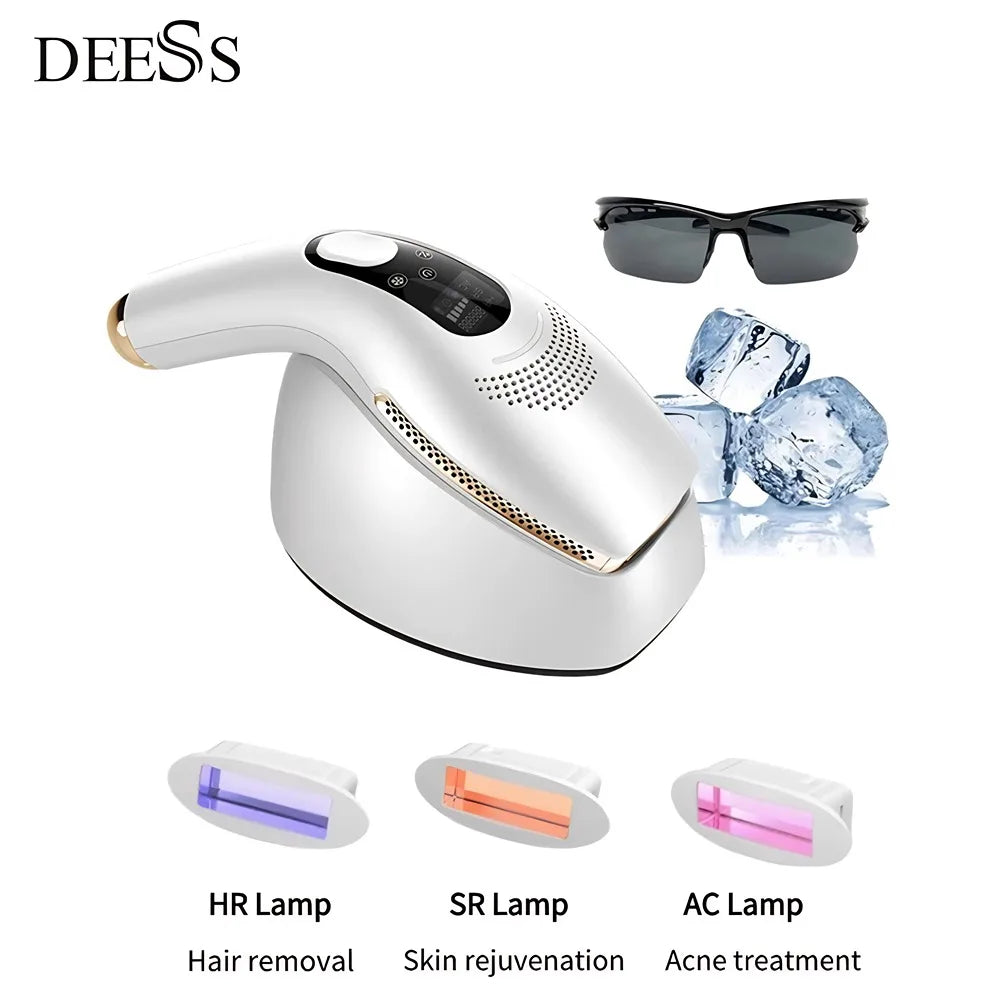 DEESS GP590 PLUS 3in1 Laser Epilator Hair Removal Permanent 0.9s Painless Cool Ipl Laser Hair Removal Machine Unlimited Flashes