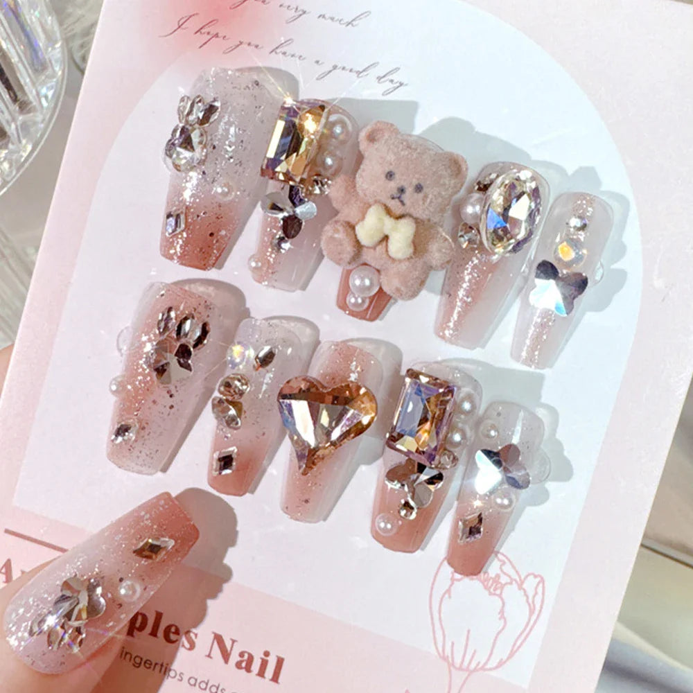 Sanrio Kawaii Pink My Melody Fake Nails 24Pc 3D kuromi Anime Cute Nail Patches False Nail Tips Cartoon Y2K Fashion Press on Nail