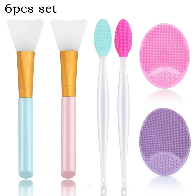 6pcs/set Silicone Face Scrubber Double headed Face Cleaning Brushes Facial Mask Applicator Blackhead Exfoliator Skin Care Tool