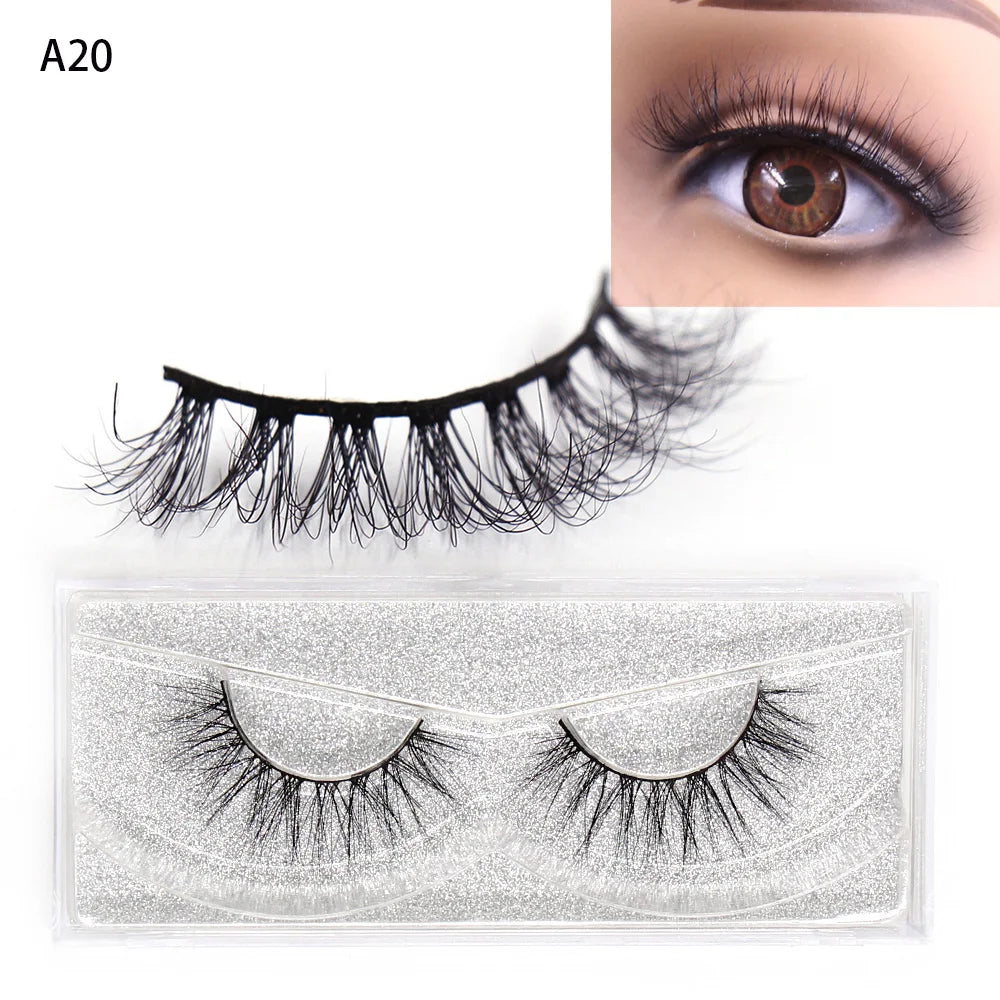 LEHUAMAO 3D Mink Eyelash Fluffy Cross Thick Natural Fake Eyelashes Lashes Dramatic Makeup Eye Lashes Handmade False Eyelash
