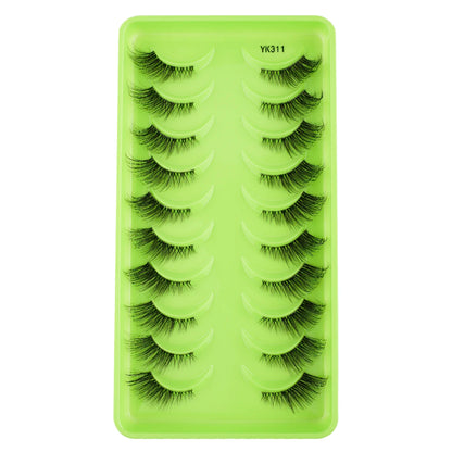 New Half Eyelashes 3/10Pairs Half Lashes Natural 3D Cat Eye Lashes Clear Stem False Eyelash Extension Makeup Faux Cils maquiagem