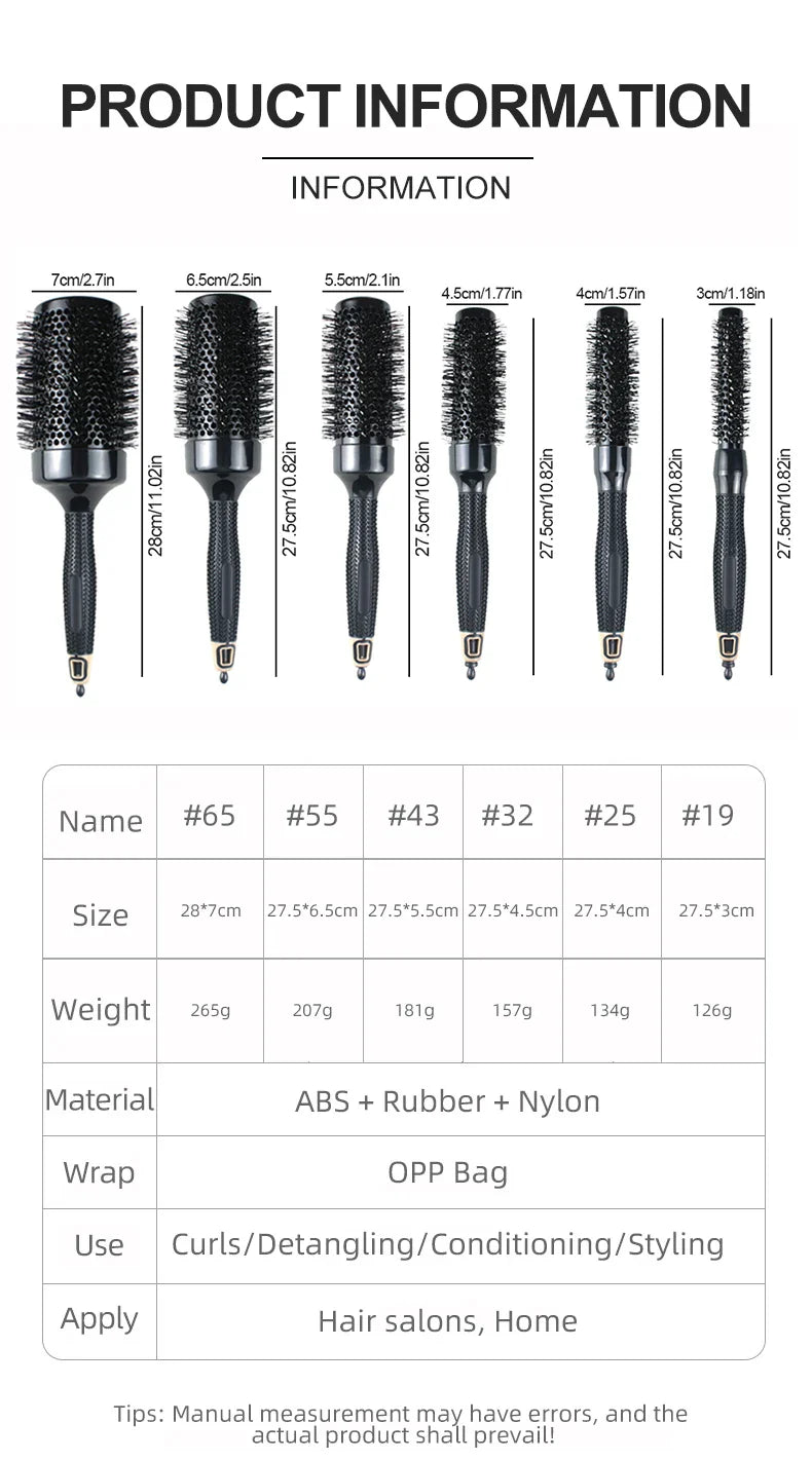 Wholesale High Quality Custom Logo Soft nylon Brush for Salon and home Roll Round Brush Set for Beauty Salon Blower