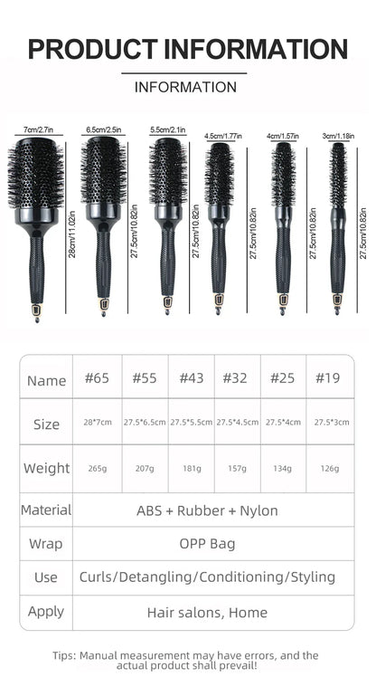 Wholesale High Quality Custom Logo Soft nylon Brush for Salon and home Roll Round Brush Set for Beauty Salon Blower