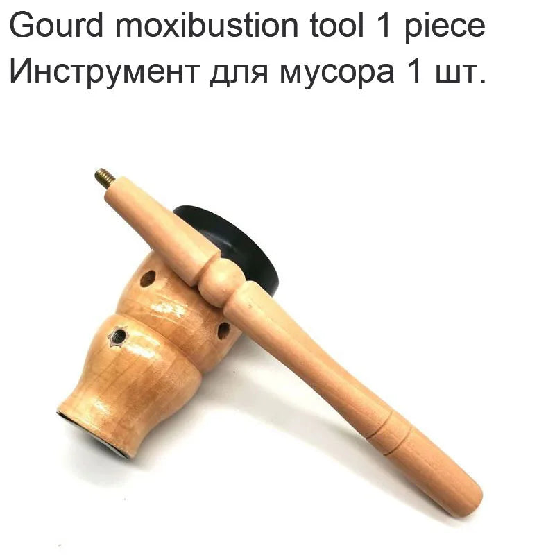 Gourd Moxa Stick Burner Hand-held Moxibustion Apparatus Use with Natural Jade Mat Warm Body Massager Acupoint Meridian Massage