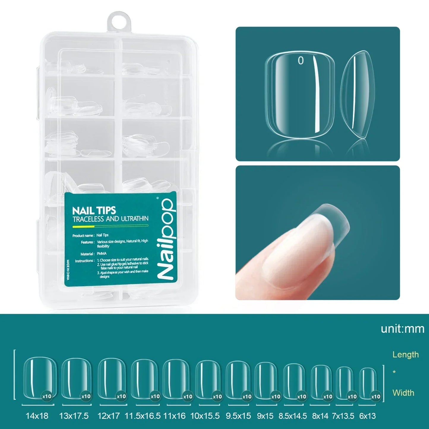 Nailpop 120pcs Acrylic Nails Fake Capsule Short Almond Coffin Square Artificial Nail Extension Soft Gel Tips Accessories Tools
