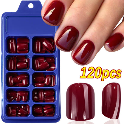 100pcs Black Almond Fake Nail Mid-length Solid Color Artificial Nail Removable Press On Nails Tip Almond Nail Art False Nail