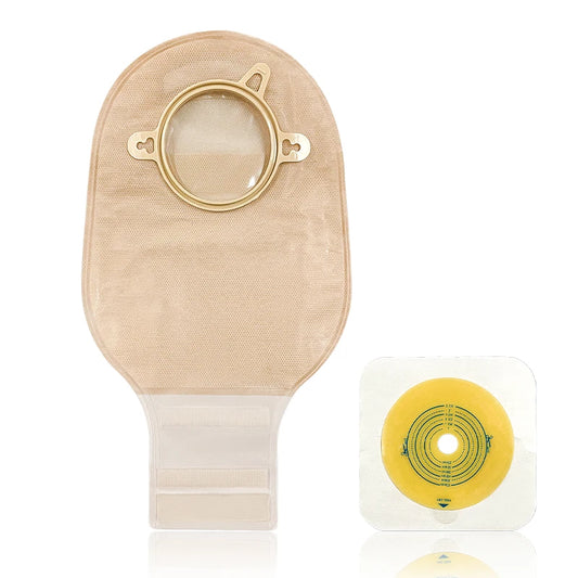 10barriers or 15bags+6barrier Ostomy Supplies Colostomy Bags Two Piece Drainable Pouches with hoop and look Ileostomy Stoma Care
