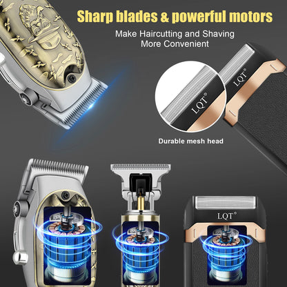 Professional Barber Tools: Cordless Electric Hair Clipper for Men,Beard Care Kit,Hair Clipper & Electric Shaver Set,Men's Gifts
