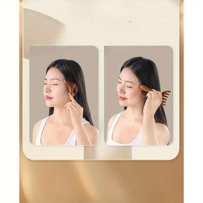 2pcs Deer Horn Massage Combs - Scalp & Neck Massager with Ergonomic Handle,  Relaxation, Natural Wood Look