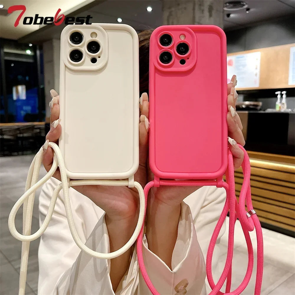 Crossbody Adjustable Lanyard Strap Rope Case For Xiaomi Redmi 14C Note 14 Pro Plus 4G 5G POCO X7Pro Silicone Cover
