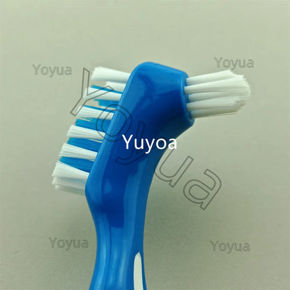 30pcs Denture Cleaning Brush Hard Dual Heads Gum Cleaner False Teeth Brush Oral Cleaning Tools