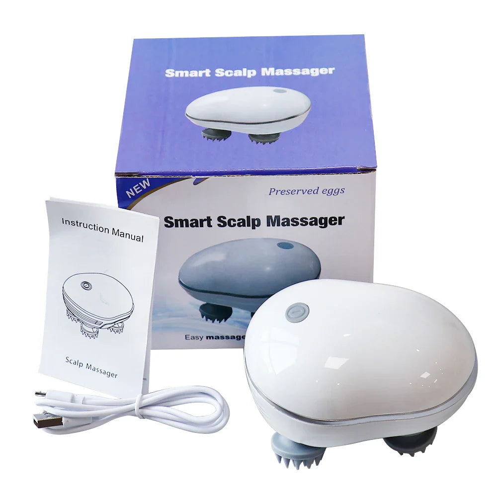 Infrared Smart Scalp Massager Wireless 4 Kneading Massage Heads Body Massager for Hair Growth Stress Kneading Vibration Roller