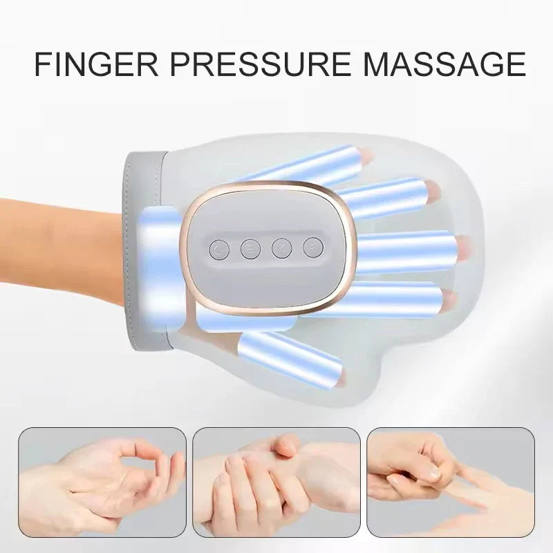 Hand Massager with Heat Compression Carpal Tunnel Wrist Finger Massagers Kneading Rollers Electric Portable Vibrating Gloves