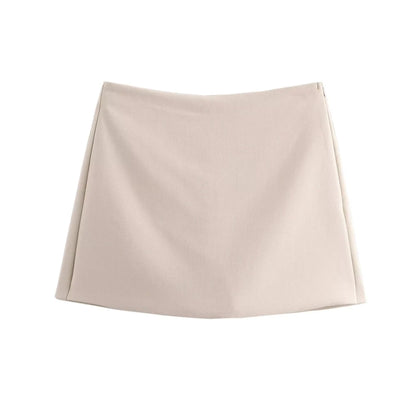 High Waist Solid Skort for Women Fashion Side Zipper Female Shorts Skirts Mujer