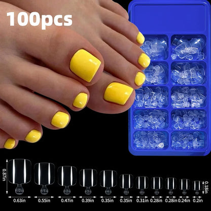 120pcs/Box French Tip Press-On Toenails Pink Color System Square Shape Foot Nails Short Length Glossy Finish False Toe Nails Set