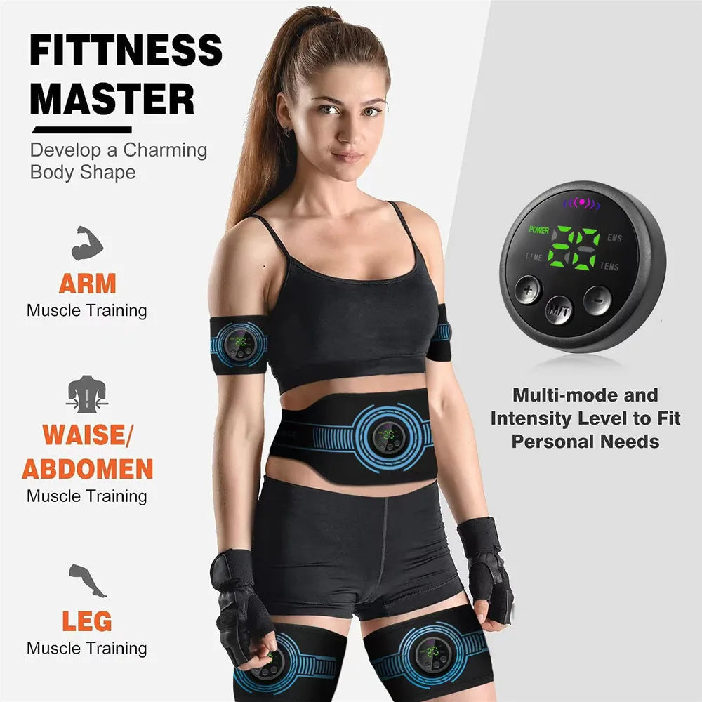 Abdominal Toning Belt EMS Muscle Stimulator Toner Waist Body Slimming Shaping Waist Arm Leg Massage Lose Weight Home Fitness