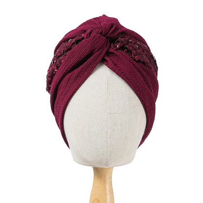 Bonnet For Women Cap Turban Folded Bud Exquisite Headscarf Casual Comfortable Fashion Versatile Warm Cross Hat Edge Wrinkle Lace