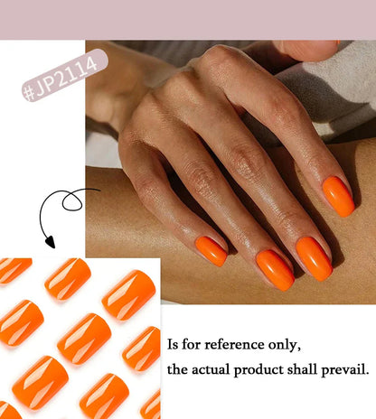 Solid Color Wearable Nail Art Fashion Red Blue Rose Pink Square Shape Finished False Nails Press on Nails with Glue Wholesale