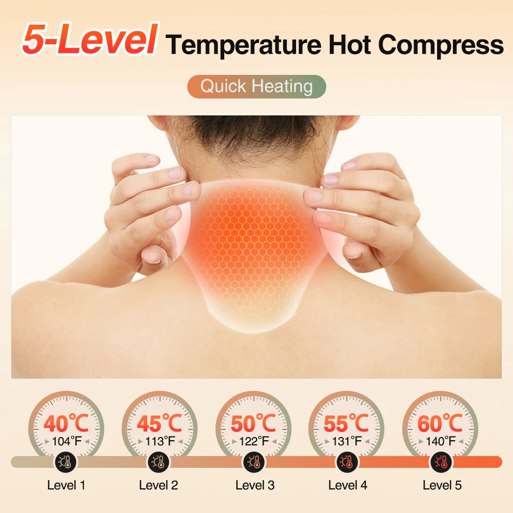 Electric Neck Heating Pad 3 Levels Vibration Neck Massager 5 Levels Cordless Heated Neck Warmer Wrap For Soreness Stiffness