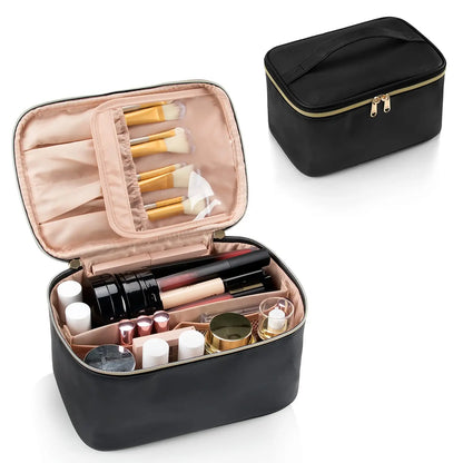 Makeup Bag Portable Cosmetic Bag Large Capacity Travel Makeup Case Organizer Black For Women Toiletry Bag for Girls Traveling