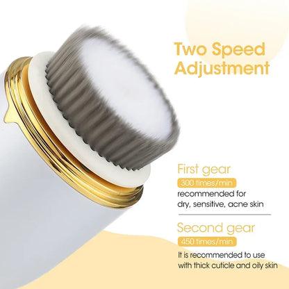 3 in 1 Waterproof Facial Cleansing Brush Device Silicone Deep Cleansing Face Scrubber Exfoliator Cleaner Vibration Massager