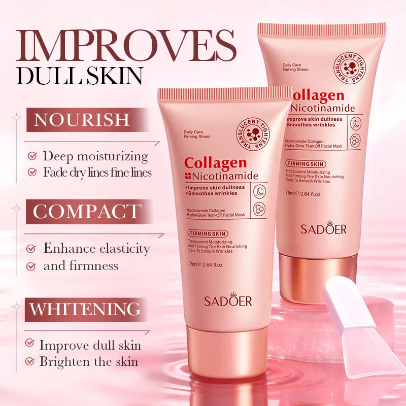 SADOER Nicotinamide Facial Peeling Masks Whitening Moisturizing Anti Wrinkles Face Tear-Off Collagen Mask Korean Skin Care