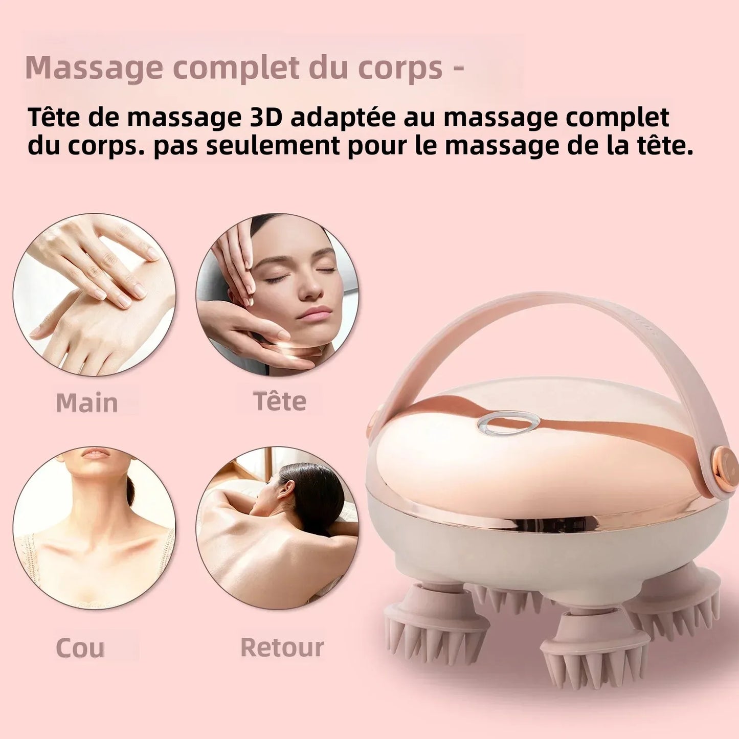 Head Massage Instrument  Rechargeable Head Massager Scalp Stress Relax Body MassageWaterproof Handheld Hair Scalp massager