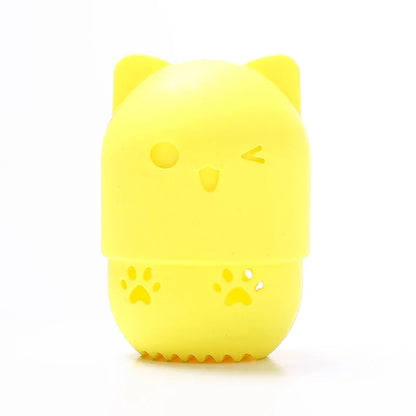 Purple Soft Silicone Cosmetic Blender Sponge Box Holder Beauty Powder Puff Blender Holder Sponge Makeup Egg Drying Case Portable