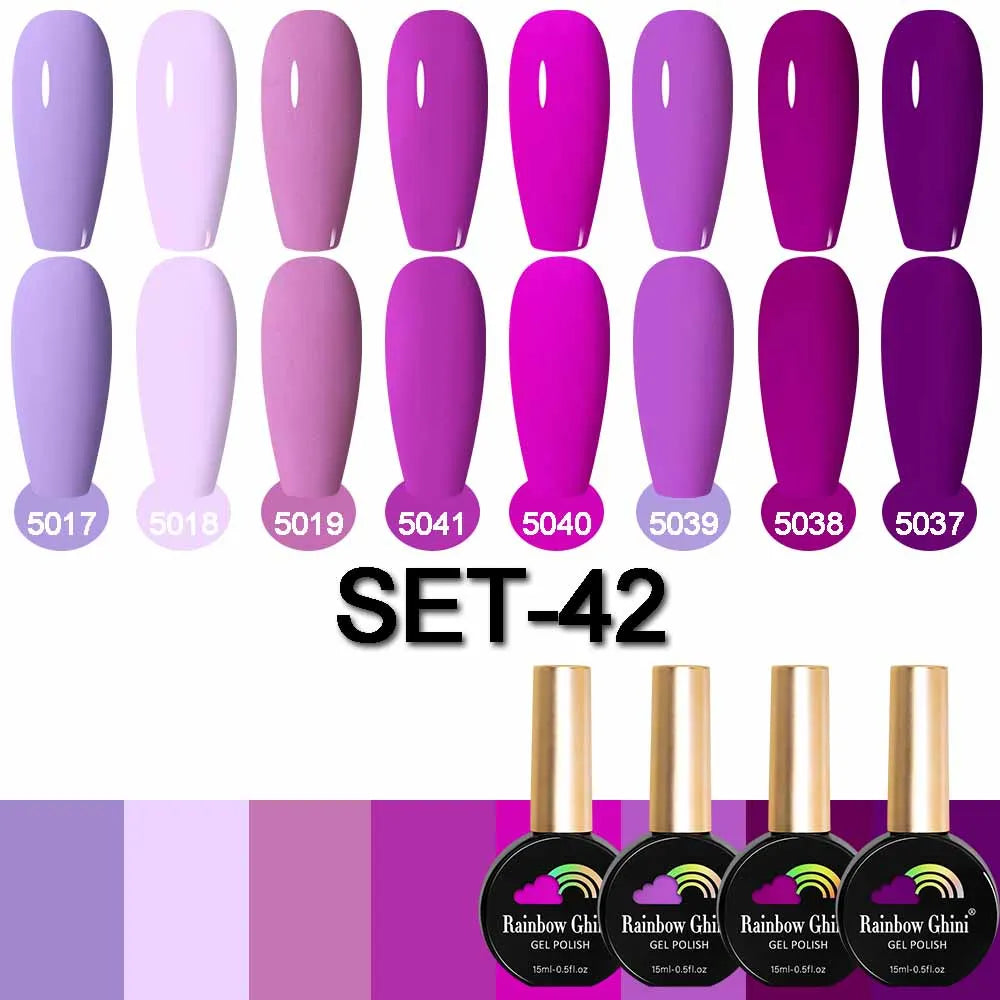 Rainbow Ghini 15ML 8Pcs/Set Nude Glitter Gel Nail Polish HEMA TPO FREE Colorful Nail UV LED Hybrid Gel Varnish All For Manicure