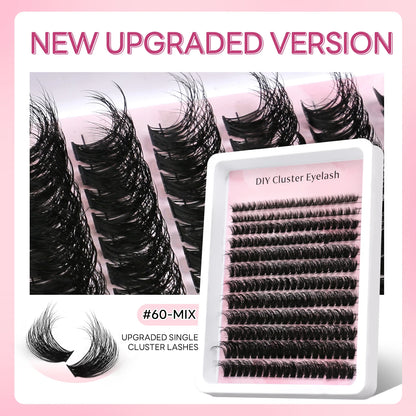 GROINNEYA Lashes Clusters Faux Mink Lashes Eyelash Extension Voluminous Fluffy Wispy Cat Eyelashes Eyelashes Clusters Makeup