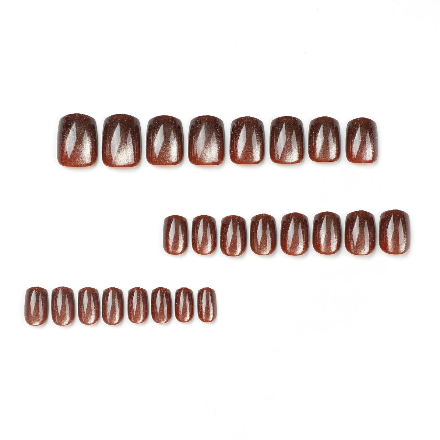 24pcs/set cat eyes fake nails for women girls red brown green blue grey sparkling short tips faux ongles press on false nail
