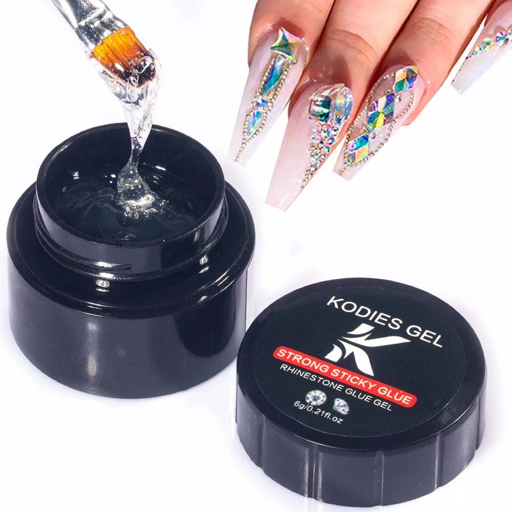 KODIES GEL Super Strong Nail Glue Rhinestones Adhesive Nail Art Sticky Gel Glue For Rhinestone Gem Jewelry Nail Art Decorations