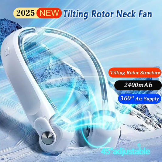 New Portable Neck Fan Mini Air Conditioner Rechargeable Bladeless Neck Fan With 45° Adjustable Wind Directions for Outdoor