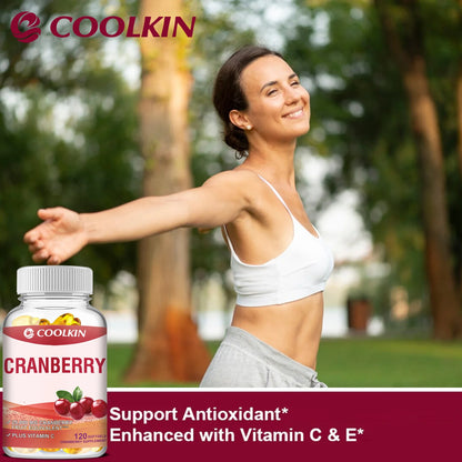Cranberry - with Vitamin C - Supports Urinary & Immune Health, Bladder Control, Promotes Healthy Kidney Function - 120 Capsules