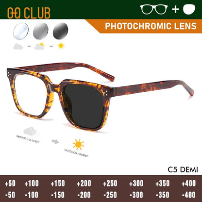 O-Q CLUB Square Eyeglasses Women's Grade Glasses Man Style Blue Light Intelligent Progressive Multifocal Lenses to Read Eyewear